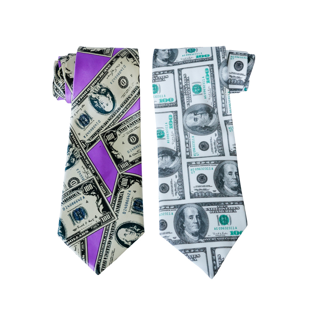 VTG Lot 2 Dollar Bill Tie US Bank Note Money Talk Finance Business Party Novelty